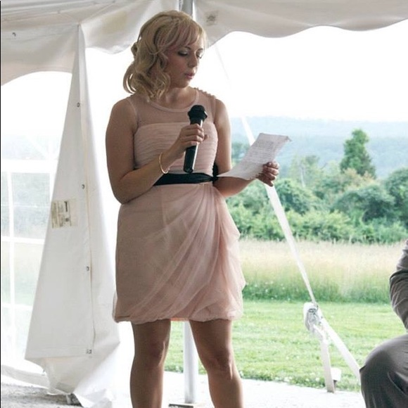 Blush bobbin net bridesmaid dress - Picture 8 of 8